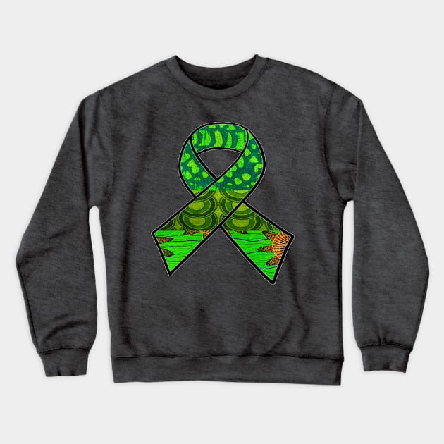 Green Retro Awareness Ribbon Crewneck Sweatshirt by artbyomega